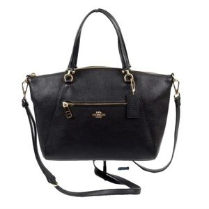 Coach Black Pebbled Leather Satchel Crossbody Handbag Gold Logo RARE